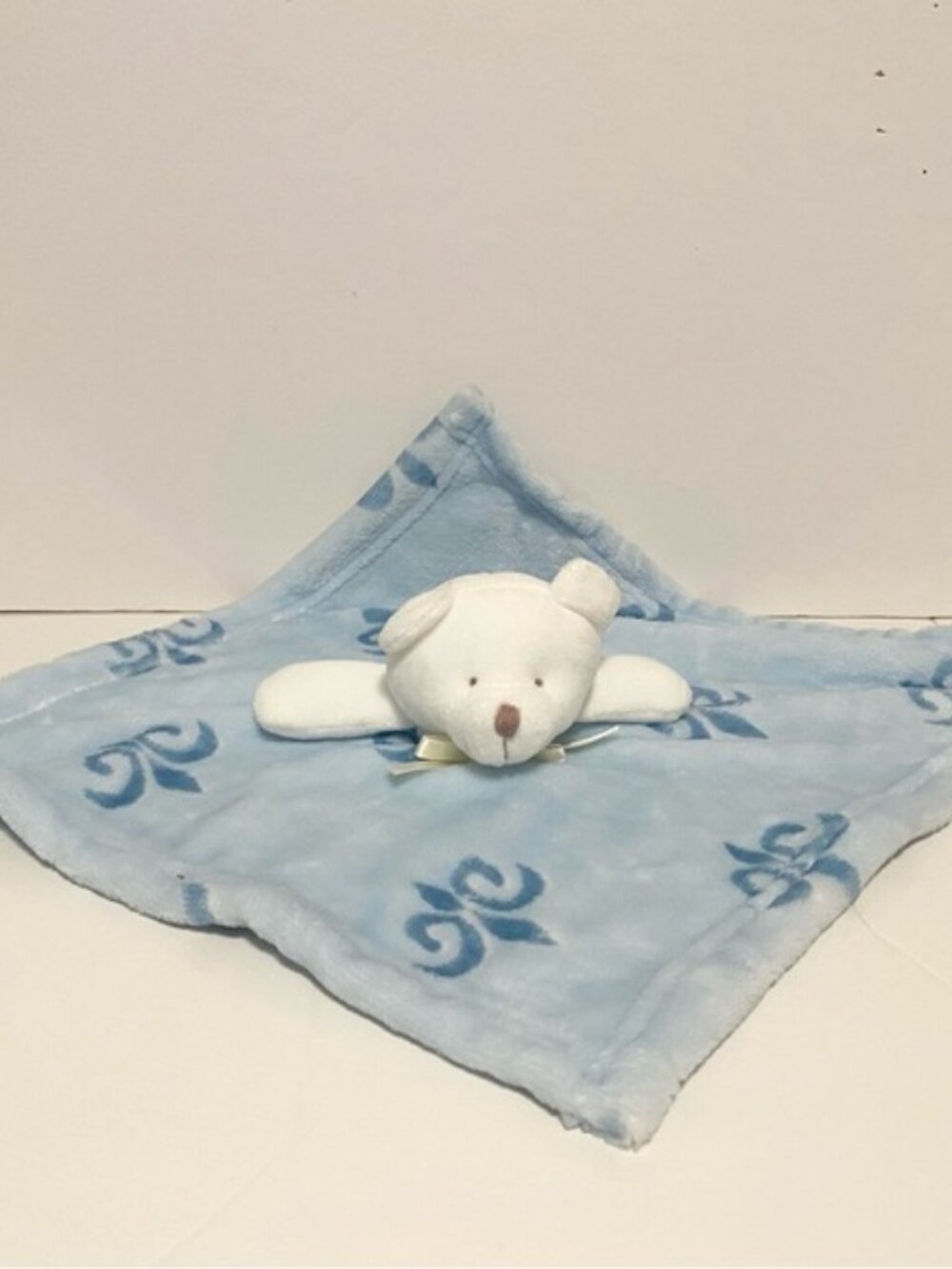 Baby Blue Teddy Bear Lovey White Soft Stuffed Animal Tile